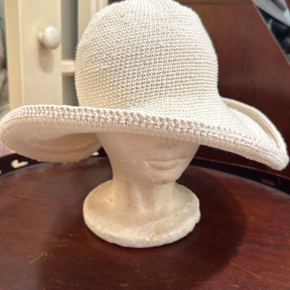 San Diego Hat Company White Cream Wide-Brimmed Sun Hat 👒 crochet cotton